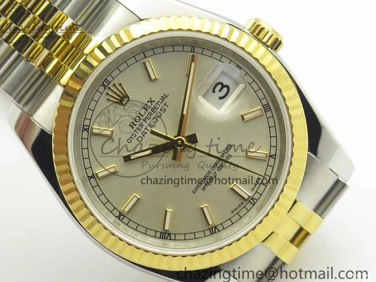 MiroTime 0519 DateJust 36 SS YG 126233 ARF 1:1 Best Edition Silver Dial Stick Markers on SS YG Jubilee Bracelet SH Elegant 3430